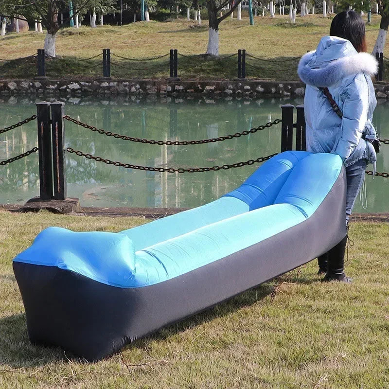 Outdoor Portable Inflatable Sofa Beach Lazy Air Sofa Folding Sleeping Bag Oxford Cloth Camping Furniture 190x70cm