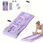 Multi-Functional Foldable Pilates Reformer Board with Counter, Full Body Abdominal Workout Sliding Trainer, Home Core Strength Exercise Equipment with Resistance Bands & Handles