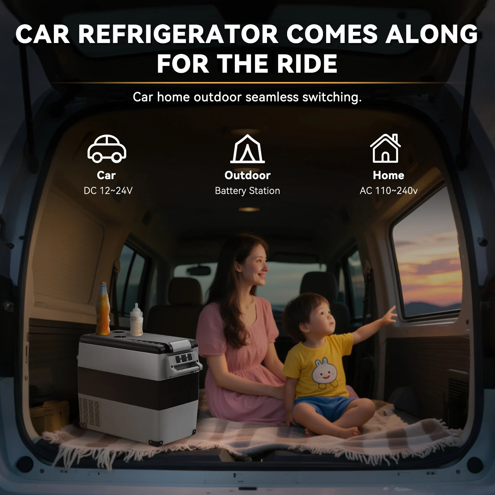 30L 35L 40L 45L 50L 55L Car Refrigerator DC 12V/24V Car Freezer Fridge -4℉~68℉ RV Portable Compressor Cooler Camping Travel