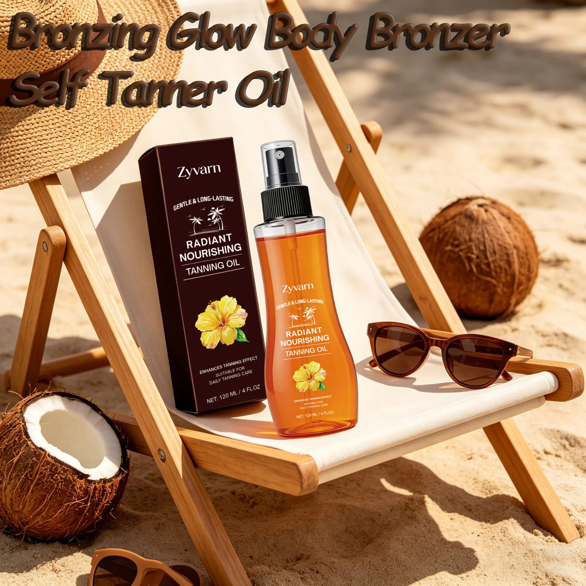 Sun Tanning Oil Nourishing Bronzing Tanning Oil Lasting Sun Kissed Glow Hydrating Skin Care For Outdoor Beach Tanning Sessions Main image