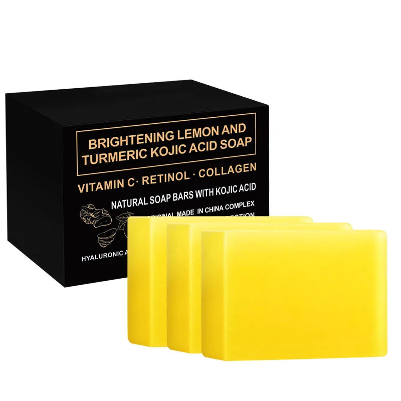 3pcs*100g Curcuma Soap Ginger Handmade Soap Essential Oil Soap Turmeric Soap Lemon Turmeric Curcuma Soap Papaya Soap Soap Handma