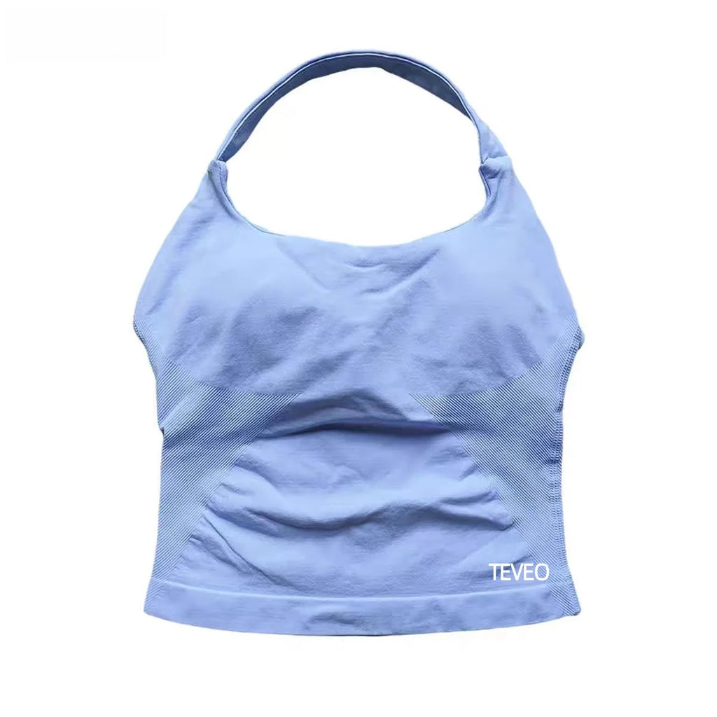 2025 TEVEO Nouveau Soutien-Gorge Elastique Haute Résistance Entièrement Licou Cou Nu Dos Nu Yoga Yoga Yoga