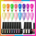 10/12PCS/SET Cat Magnetic Gel Nail Polish Set 9D Reflective Glitter Gel Semi Permanent UV Gel Soak Off Sparkling Nail Art Kits