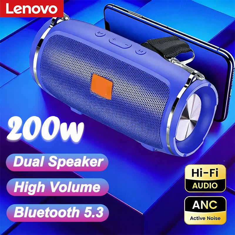 Lenovo TF USB Bluetooth Wireless Speaker Portable Dual Speaker Stereo Outdoor Playback FM Voice Broadcasting Subwoofer Speakers