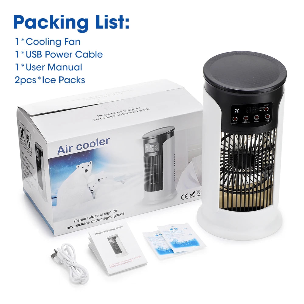 Desktop Air Conditioning Fan 300ML Water/Ice Cooling Fan 6 Speeds Small Air Conditioner Humidifier Cooler Fan With Ambient Light
