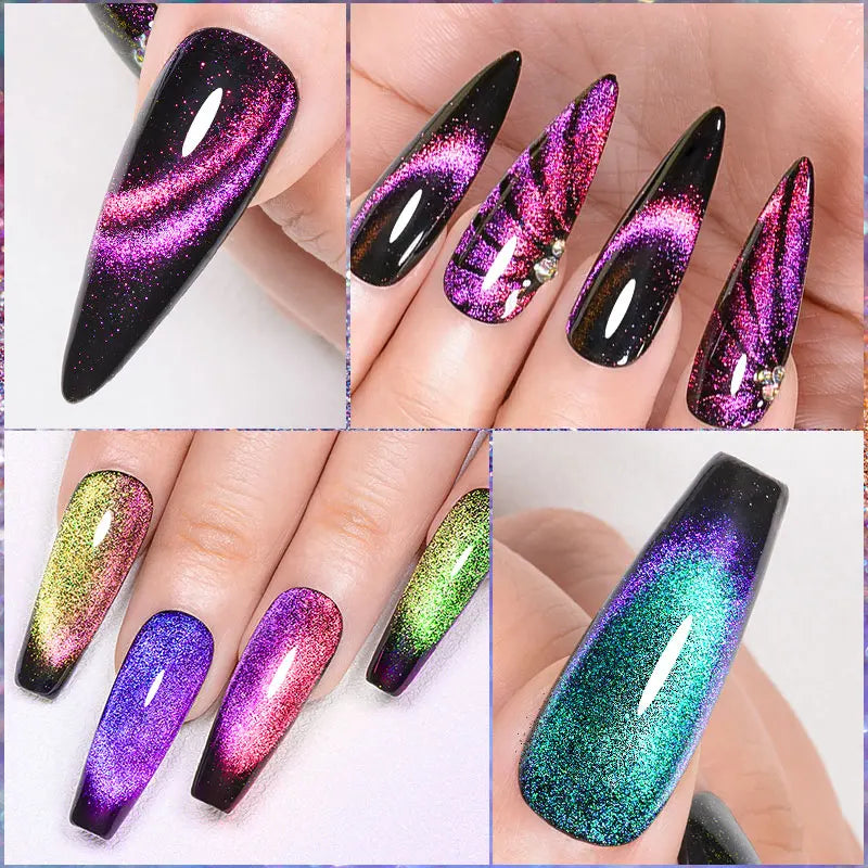 10/12PCS/SET Cat Magnetic Gel Nail Polish Set 9D Reflective Glitter Gel Semi Permanent UV Gel Soak Off Sparkling Nail Art Kits