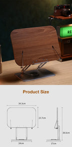 FORZOLA 360° Rotating Walnut Wood Reading Stand Student Reading Desktop Foldable Holder Book Ipad Tablet Notebook Laptop Bracket