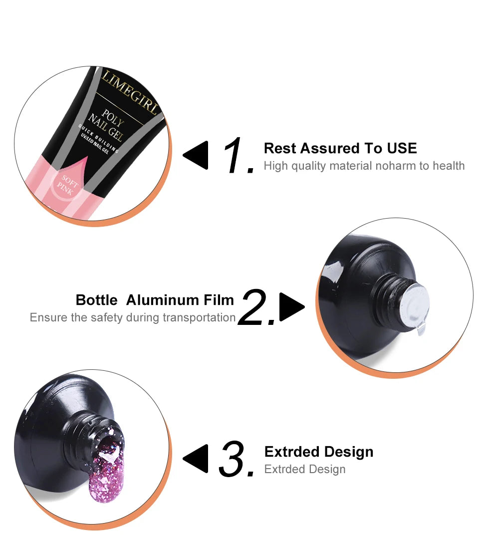 limegirl 15ml Extension Nail Gel Set 6W LED Lamp Full Manicure Set Finger Extend Mold Nail Kit All For Quick Extension Tool Kit