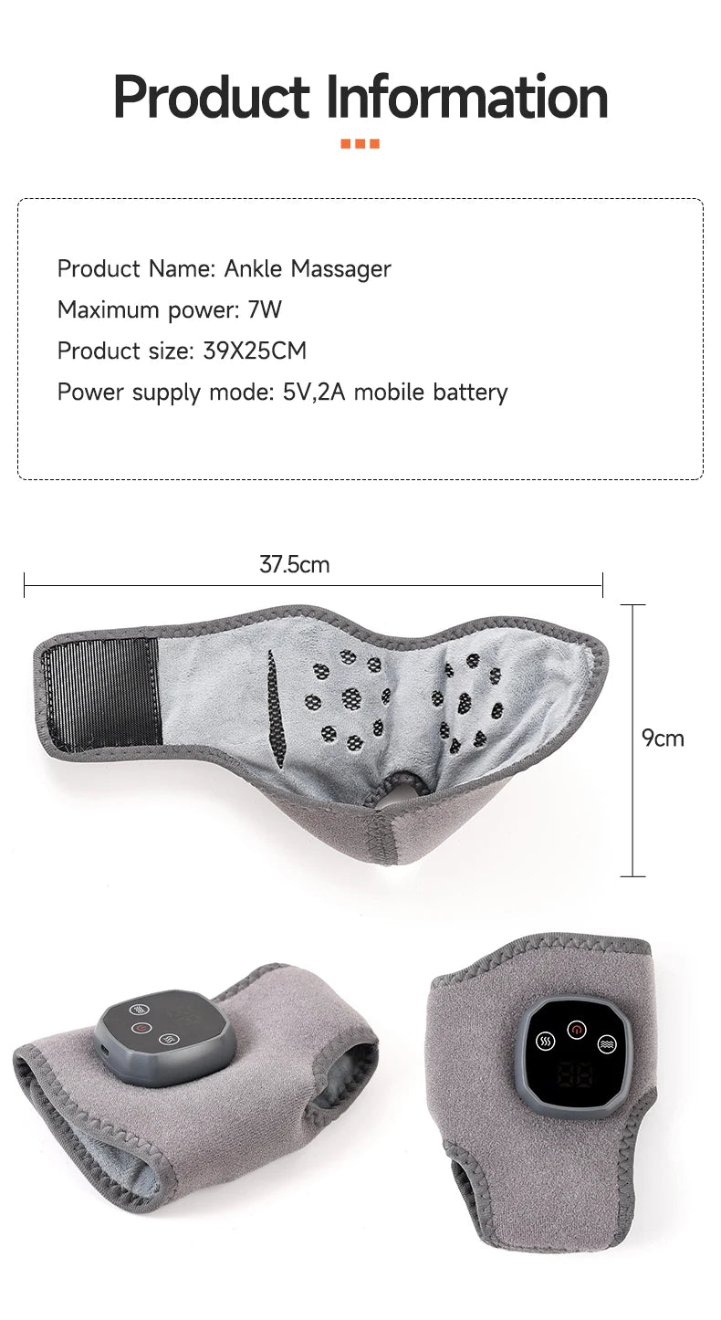 Electric Heat And Vibration Ankle Wrist Massager Hot Compress Therapy Ankle Massage Heated Wrap Support Brace Foot Protector