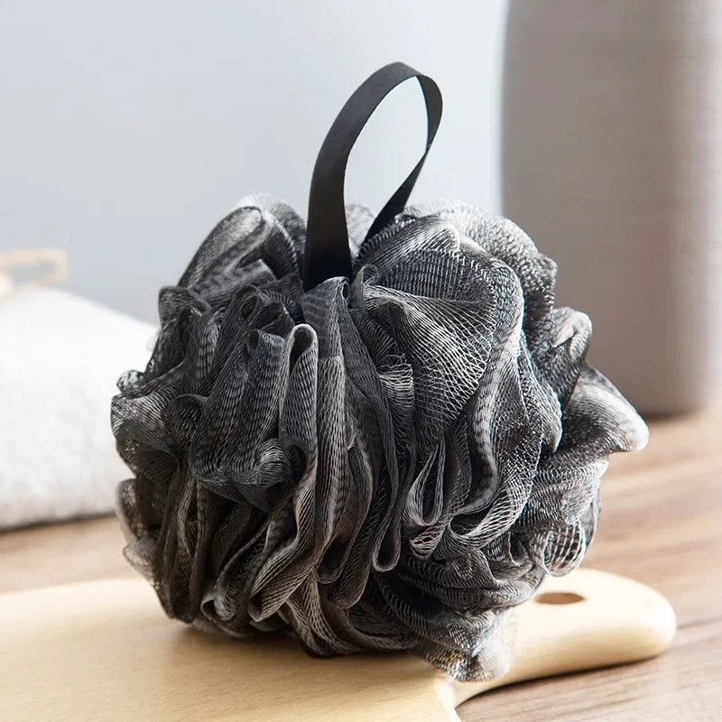 Soft Lufa Shower Sponge - Black - Dead Skin, Gives Glowing Skin - PE Skin-friendly Bath Ball for Home & Dormitory