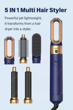5 In 1 Hair Dryer And Hot Air Comb Brush With Curling Iron Hair Straightener For Fast Drying Curling Straightening And Styling