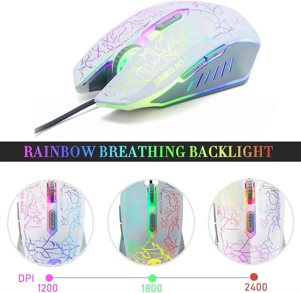 MAMBASNAKE T11 UK 100% Gaming Keyboard&Mouse&Headset&Mouse Pad Combo Set Rainbow Backlit Keyboard, 2400DPI 4 Buttons USB Wired Image secondaire du produit