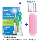 Oral B Electric Toothbrush 2D Rotary Vibration Clean Charging Tooth Brush Cross Action Bristle Oral Care 4 Gift Brush Heads Free