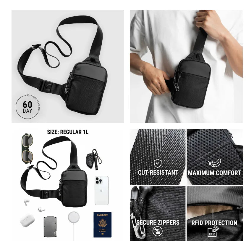 Mini Crossbody Bag for Men with Stainless Steel Lock RFID Anti-Theft Mobile Phone Single Shoulder Bag handbags Fashionable 2026