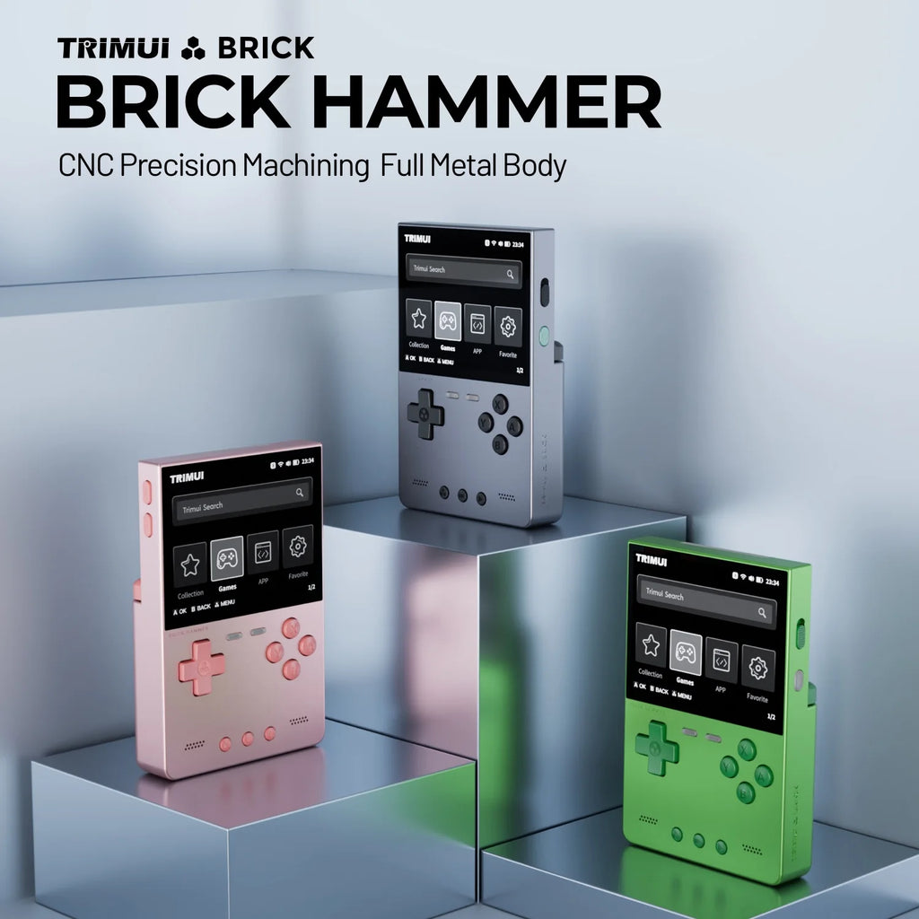 NEW TRIMUI BRICK Hammer Handheld Game Console 3.2'' IPS Screen Linux System Metal Body Key LED Lighting Free Key cap Gifts