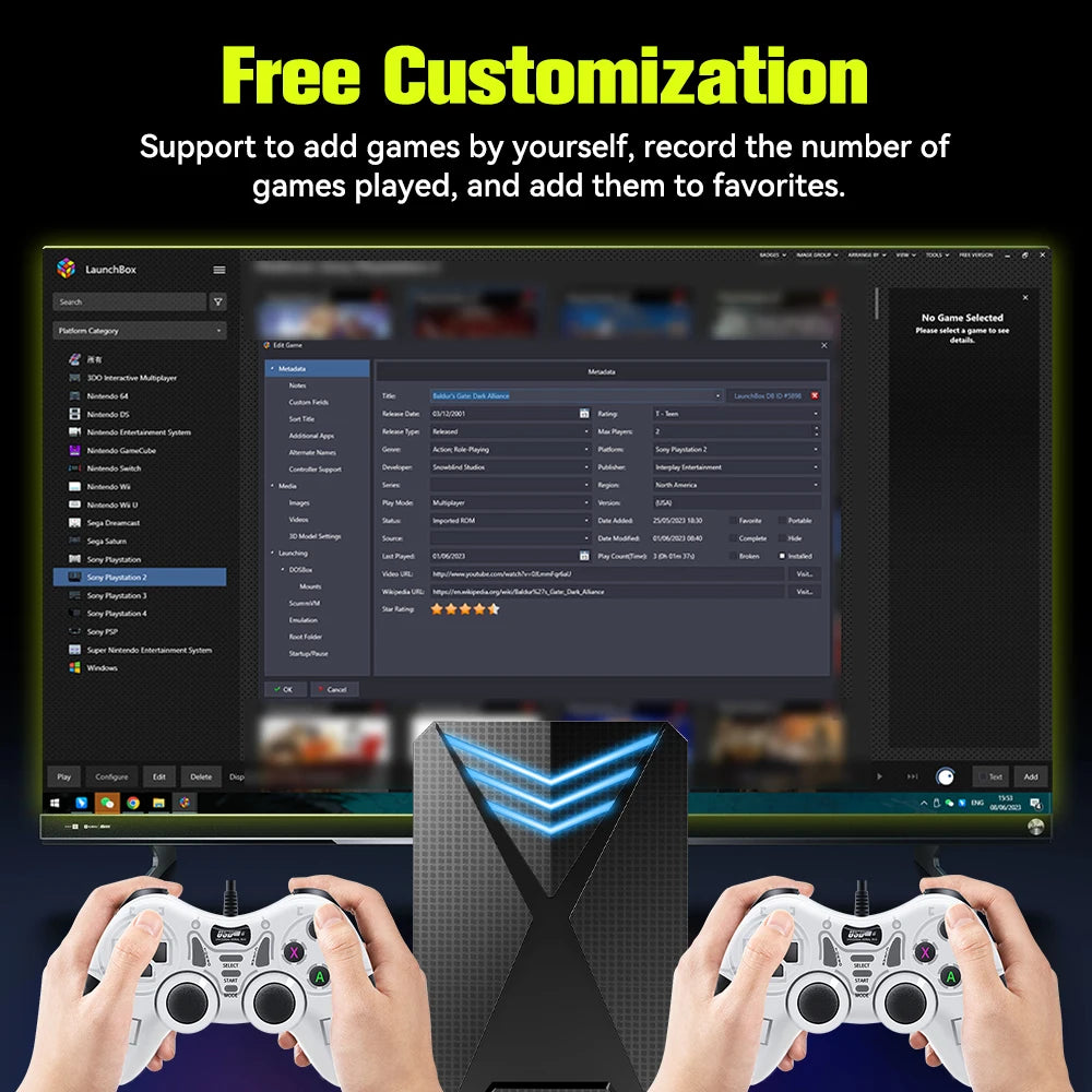 JMachen Hyper Base Lbox Retro Game Console for PS4/PS3/Switch/PS2/Wii/WiiU/PS1 Launchbox 2TB Gaming HDD with 4200+ PC/3D Games