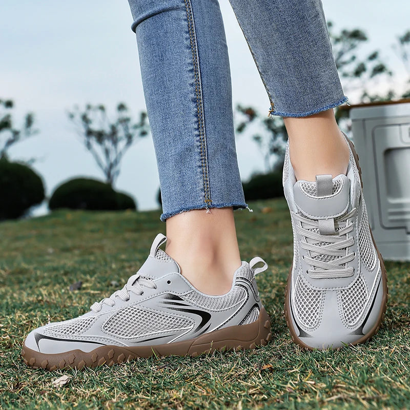 Unisex Wide Width Hiking Shoes Breathable Mesh Outdoor Trekking Sneakers Anti Slip Rubber Sole Walking Trainers Summer Autumn