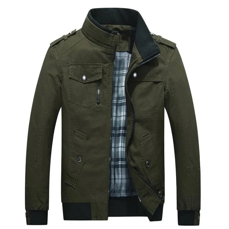2023 new Pilot Bomber Jacket Coats Mens Cotton Cargo Jackets With Zipper Pockets Retro Casual Work Jacket Male Clothing Outwear