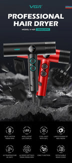 VGR Hair Dryer Professional Hair Dryer BLDC Motor Hair Styling Blow Dryer Machine 110000 RPM Negative Ion Salon Air Blower V-401