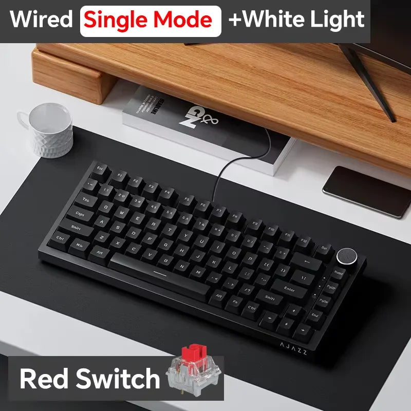 AJAZZ AK820/Pro Wireless Mechanical Keyboard Bluetooth 5.1 2.4G USB-C Wired Hot Swappable RGB Gaming Keyboard Gasket Mount with Image principale du produit