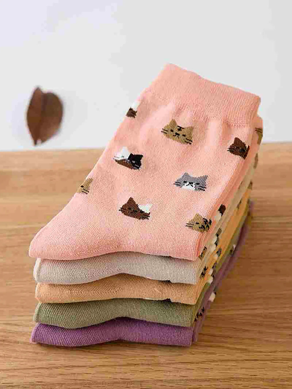 5 Pairs Cat Print Socks, Cute & Comfy All-match Mid Tube Socks, Women's Stockings & Hosiery