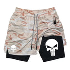Print 2 in 1 Performance Shorts for Men Athletic Quick Dry Shorts with Phone Pocket Summer Gym Workout Running Shorts RL0302
