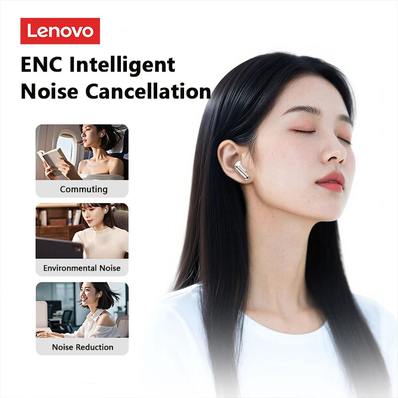 Choice Lenovo LE208 Wireless Leather Earphones Bluetooth 6.0 ENC Earphones Noise Reduction Headphone Low Latency Gaming Headset