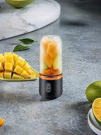Mini Juice Extractor Portable Dual Cup Fruit Juicer Blender USB Rechargeable Wireless Compact Ice Blender for Travel and Home