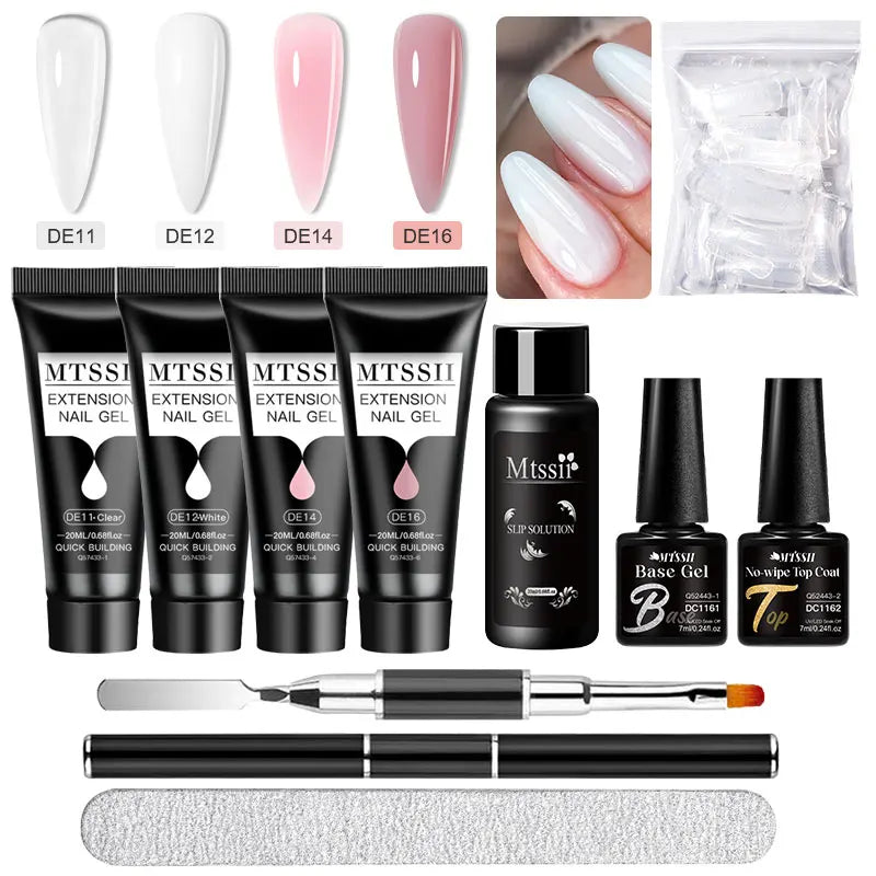 24PCS/Set 20ml Poly Naili Extension Gel  Kit Mini UV Lamp Sealer With Base Top Coat Professional Poly UVNail Gel Kit Starter Kit
