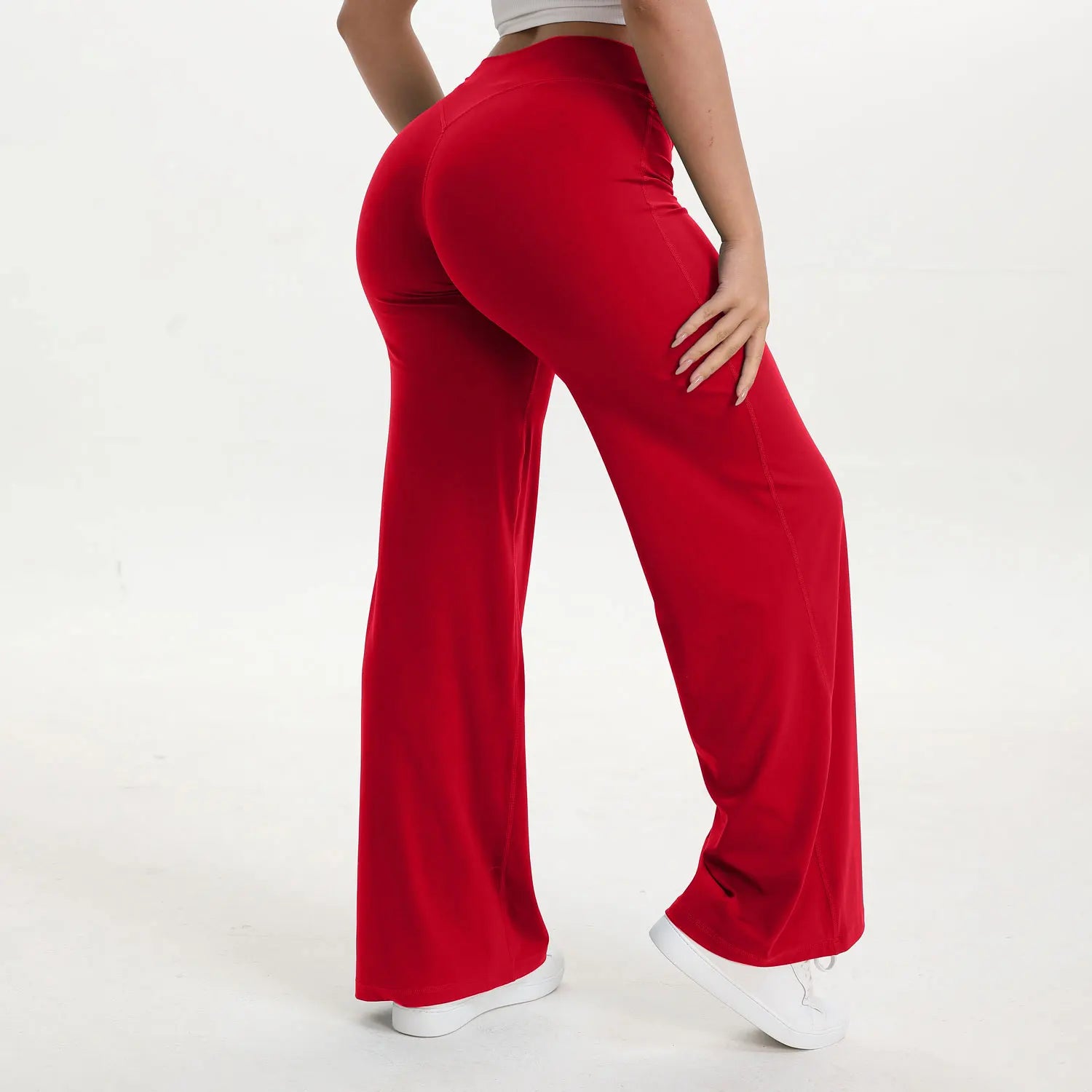 SoftMotion Straight Leg Bottoms Women's Mid-Waist Yoga Pants GYM Leggings Naked Feel Pilates Running Sports Trousers