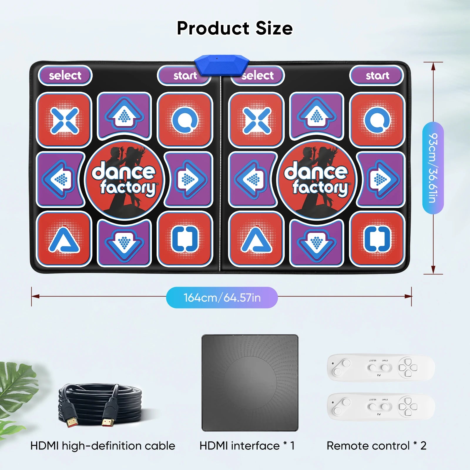 HDMI Double Dance Mat Yoga Fitness Dance Games With MV/3D/Cartoon Dance Mode, Self-Update Non-Slip Wireless Double Dance Pad