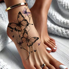 1Pc Fashionable Cool Temporary Tattoo Sticker, Colorful Couple Fake Tattoo, One-Time Use Butterfly Design