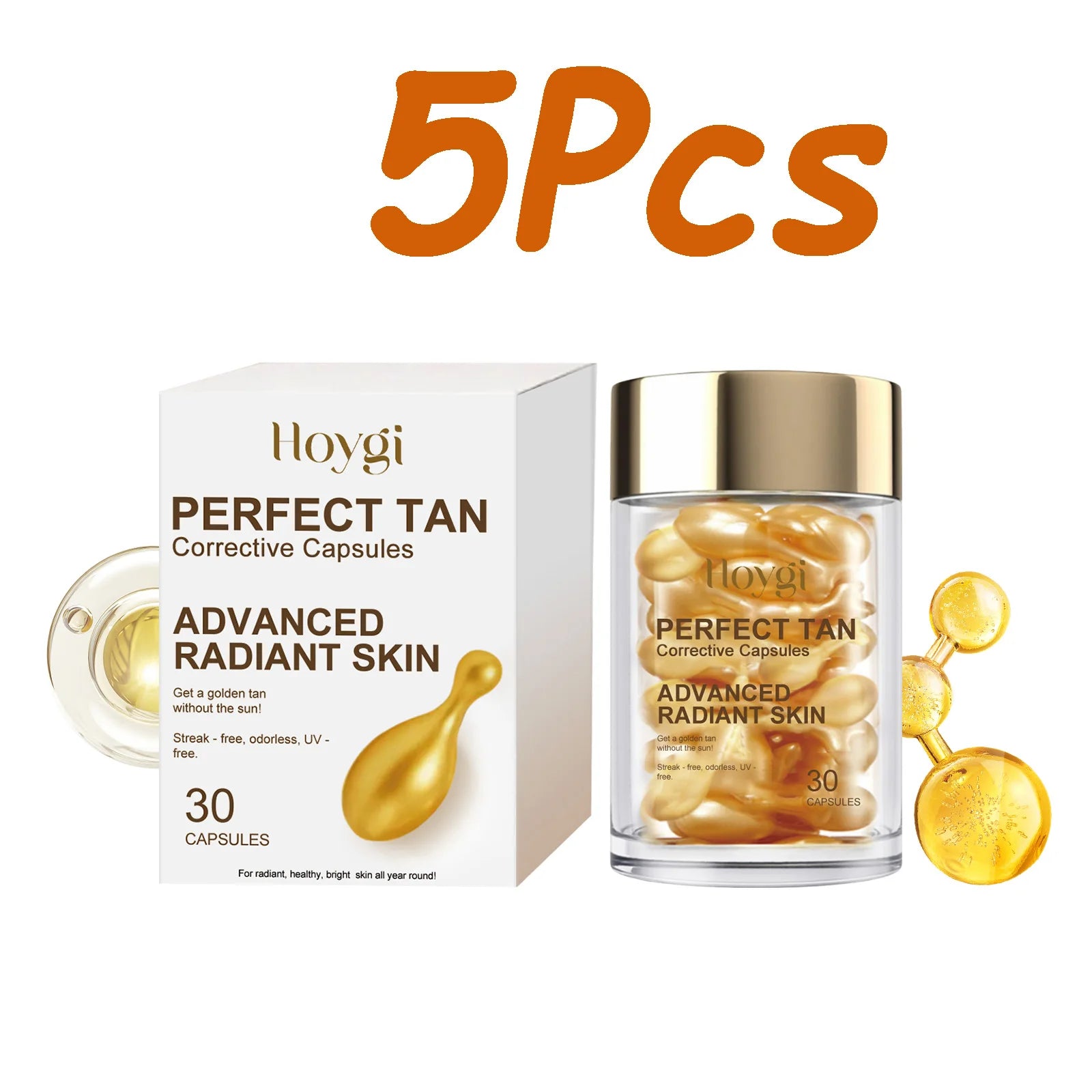Portable Tanning Capsule Accelerate Natural Bronze Tan Moisturizing & Soothing Even Skin Tone Sunless Self-Tanning Serum