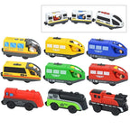 Wooden Locomotive Magnetic Electric Car Train Toys Fit Biro Wooden Diecast Slot Train Track Railway Educational Toys For Kids
