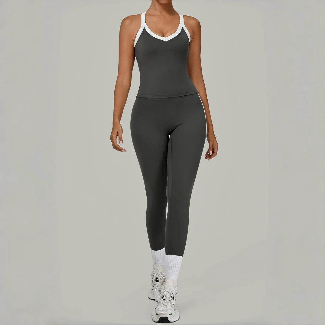 2PCS Women's Yoga Set High Waist Peach Hip Removable Padding Sports Bra Pants Fitness Suit Running Workout Gym Leggings Yoga Set