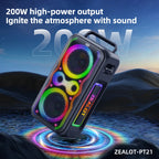 ZEALOT-PT21 200W Wireless Bluetooth Speaker , Portable Outdoor Speakers Loud with Bass Boost, Stereo Pairing, Reverse Charging,