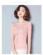 Glitter Mesh Blouse Sexy Womens Shirts Long Sleeve Tops Korean Black Pink O-Neck Elegant Slim Blouse Camisas Femininas