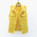 Fashion Denim Vest Women's Cropped Spring Summer Sleeveless Tops Short Jackets Waistcoat Top Outerwear Jean Cowboy Female
