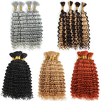 P4/27 Highligt Deep Wave Bulk Human Hair Braiding Blonde Curly Brazilian Human Hair Extensions for Micro Braiding No Weft