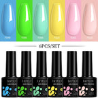 LILYCUTE 7ML 6PCS Neon Gel Nail Polish Set fluorescent Series Color Changing Semi Permanent Soak Off Manicure kit Nail Art Gel