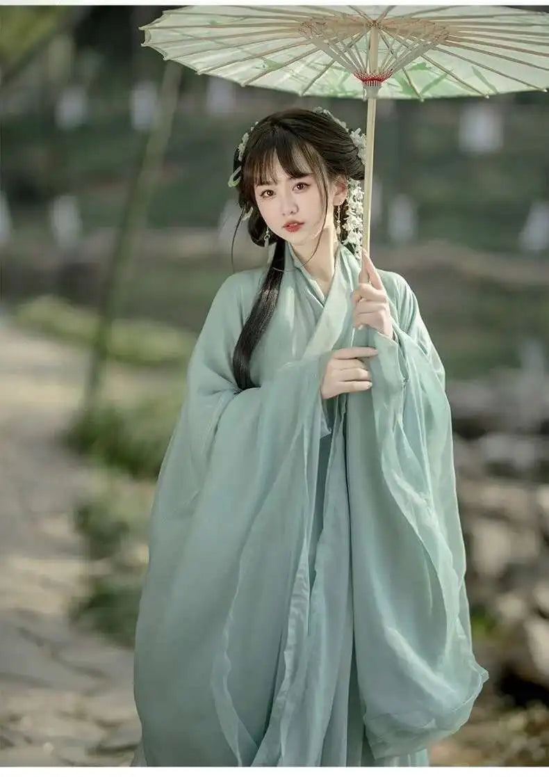 China Traditional Hanfu Women Evening Dresses Elegant Fairy Skirt Loose Big Sleeves Elegant Dress Banquet Dance Clothes Spring