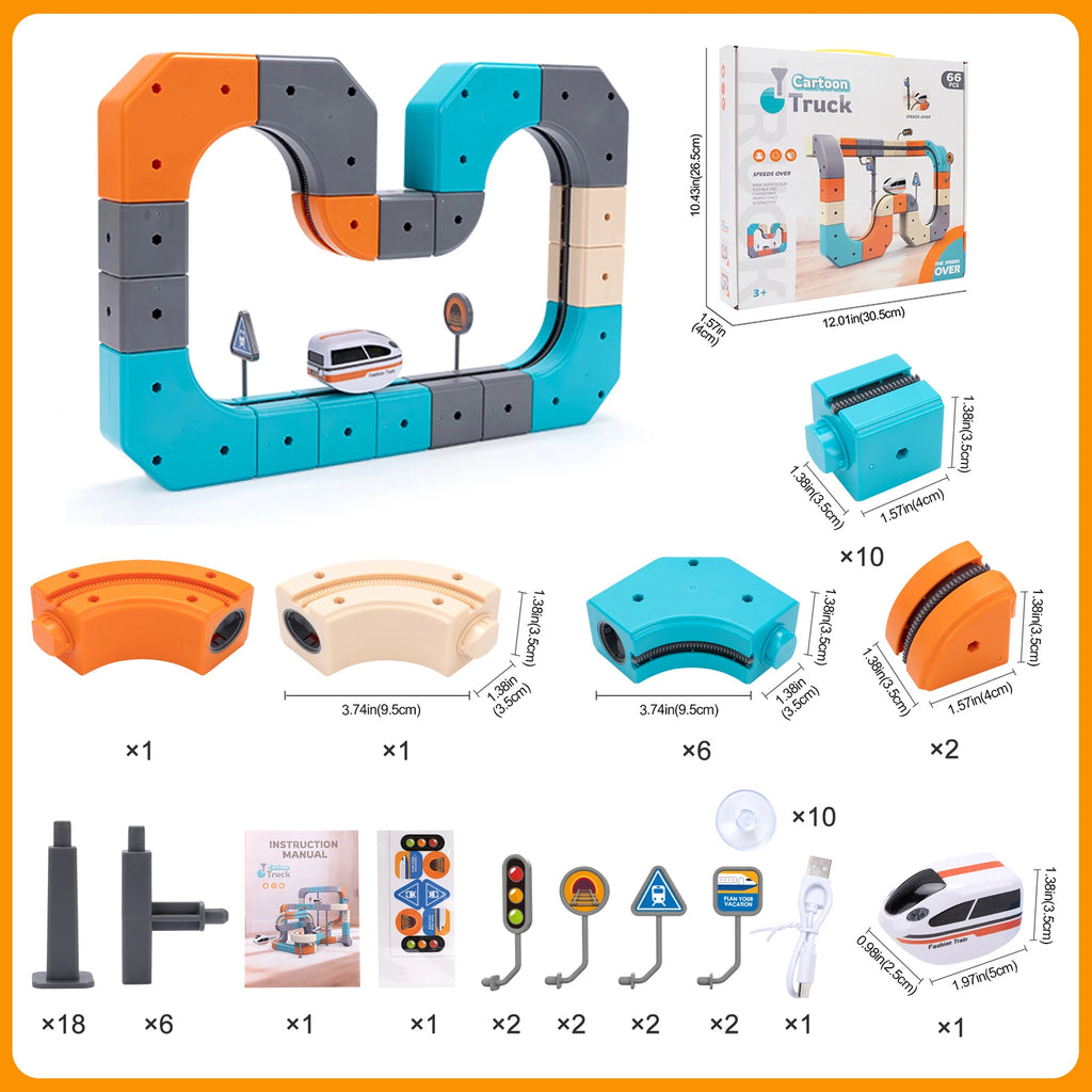 Kid Anti-Gravity Magnetic Attraction Track Train Changeable Magnetic Magic Rail Car Electric Train Building Toy for Kids Gifts