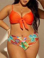 2026 Large Plus Size Bikinis Printed Bowknot Swimsuit Women High Waist Swimwear Female Bathers Bathing Swimming Swim Suit