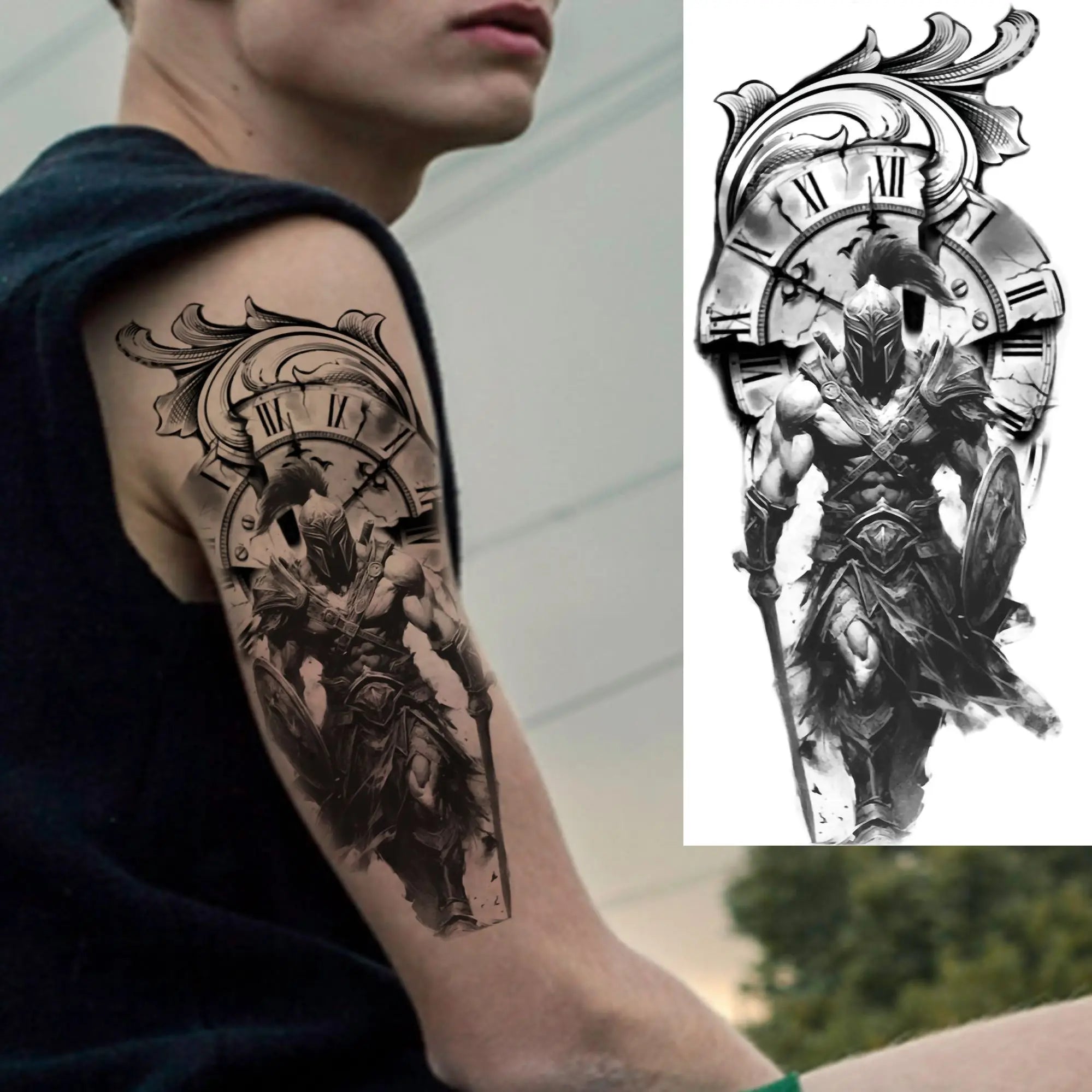 1 Sheet Waterproof Knight Warrior Gladiator Temporary Tattoos For Men Women Realistic Fake Tattoo Sticker  Forearm Tatoos Decals