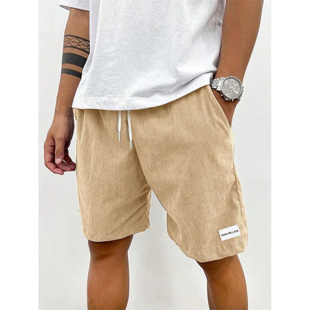 Summer Men Corduroy Sweatpants Casual Shorts Men's Beach Shorts Basketball Short Trousers Solid Color Label Sportswear Men Main image