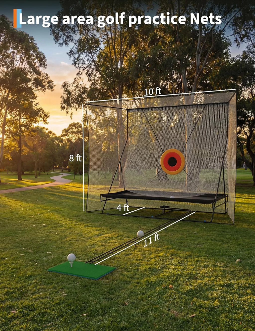 3x2.4m Golf Practice Net Automatic Ball Return Heavy Duty Hitting Net With Noise Reduction Target For Indoor Garden Training
