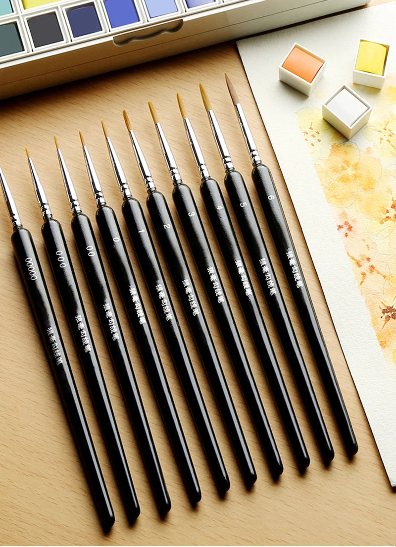 4/5/10pcs Miniature Hook Line Pen art painting brushes weasel hair paint brush gouache watercolor oil paint artists Hand Painted