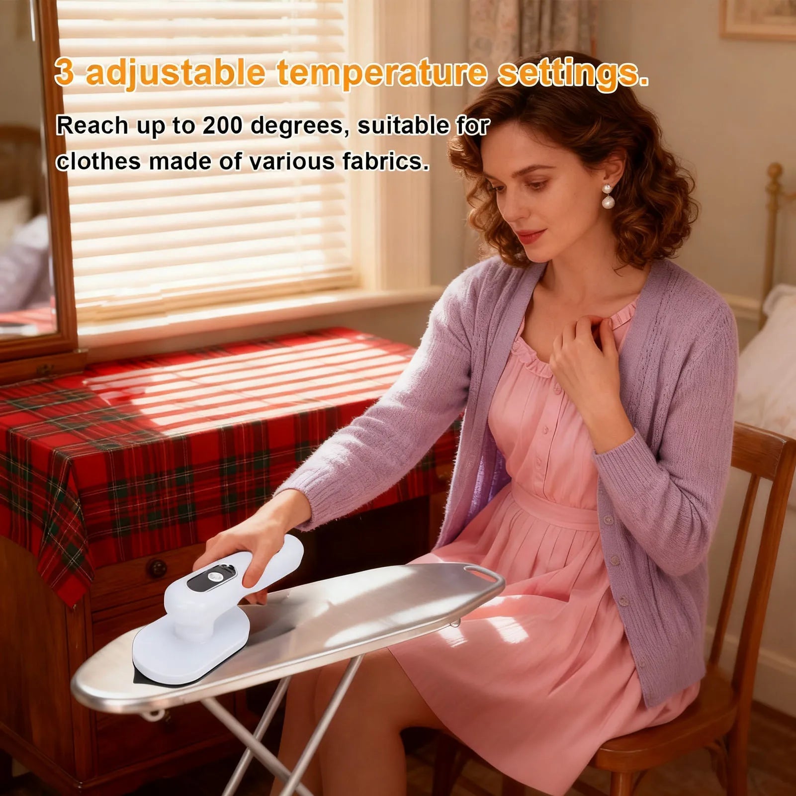 Cordless Clothes Dry Iron Rapid Heating Folding Small Portable Handheld Iron Wrinkle Remover for Home Travel Dry Iron