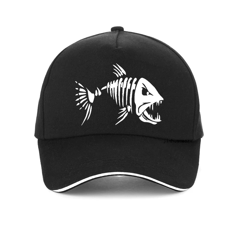 Men Outdoor Fishing Cap Fishing Hat Baseball Golf Hunting Cap with Cartoon Fish Bones snapback hat Image principale du produit