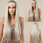 ALAN EATON Long Blonde Synthetic Headband Wig Ombre Blonde Straight Hair Wigs Natural Looking Heat Resistant Fiber for Daily Use